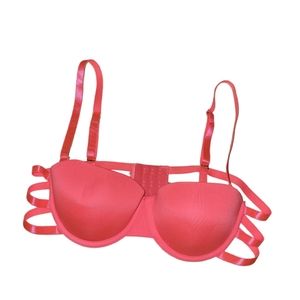 Body Frosting Strappy Salmon Pink Push Up Bra sz 34B
